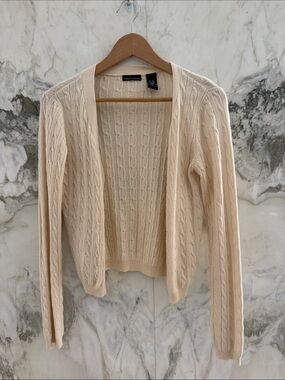 Moda International Cream Cable Knit Open Cardigan